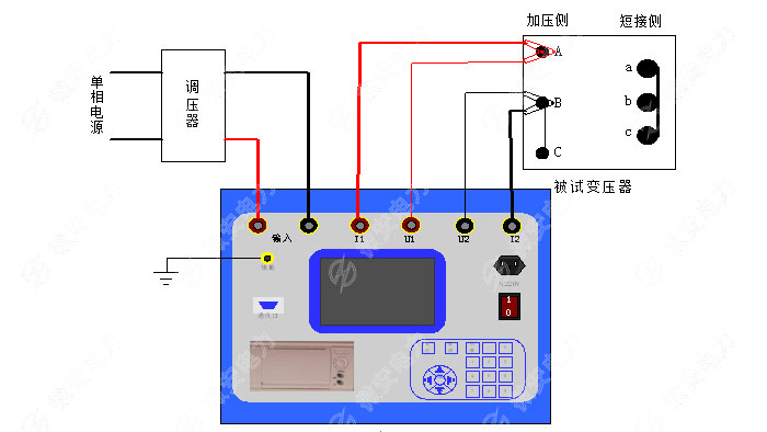 Δ接線的三相變壓器短路阻抗接線圖 Δ接線的三相變壓器短路阻抗接線圖